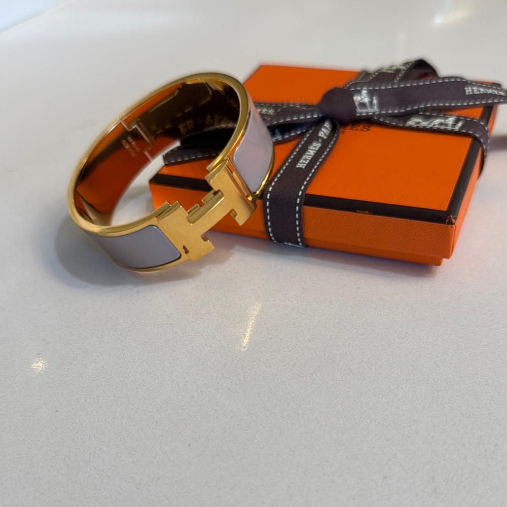 Hermes - Gold and Gray Clic H Bracelet